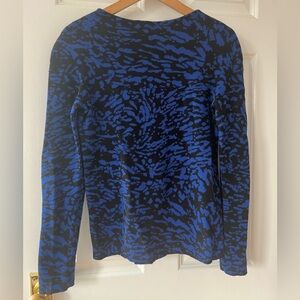 Veronica Beard royal blue and black pattern wool sweater